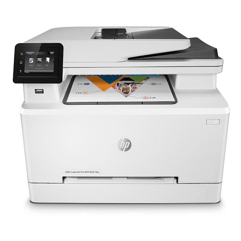 惠普 Color LaserJet Pro MFP M281fdw 彩色激光多功能一体机 A4 白色 打印、复印、扫描、传真、无线网络、自动双面、含安装按台销售