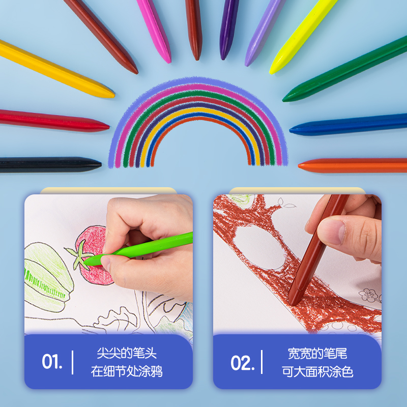 得力 HE901-36 细三角杆塑料蜡笔彩盒装 36色/盒按（盒）销售