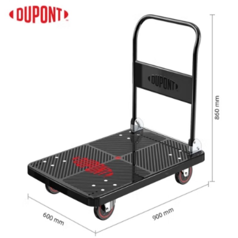 杜邦 平板小推车折叠手拉货买菜推车塑料搬运拉杆拖车 标准90*60承重800斤按台销售