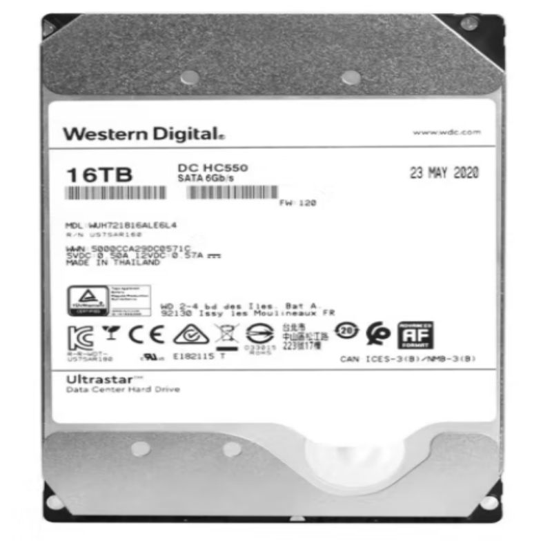 西部数据 企业级氦气硬盘 Ultrastar HC550 SATA 16TB) CMR垂直 7200转 512MB按块销售