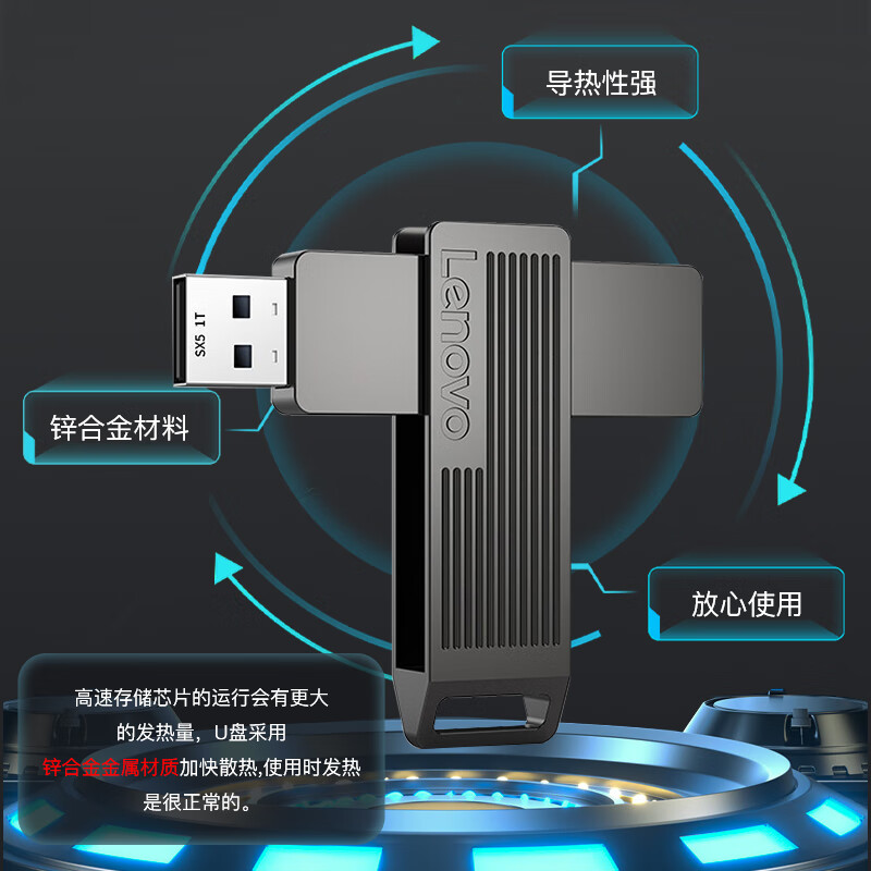 联想 SX5 学习办公商务USB3.2 高速固态U盘 读500MB/s 灰色按个销售