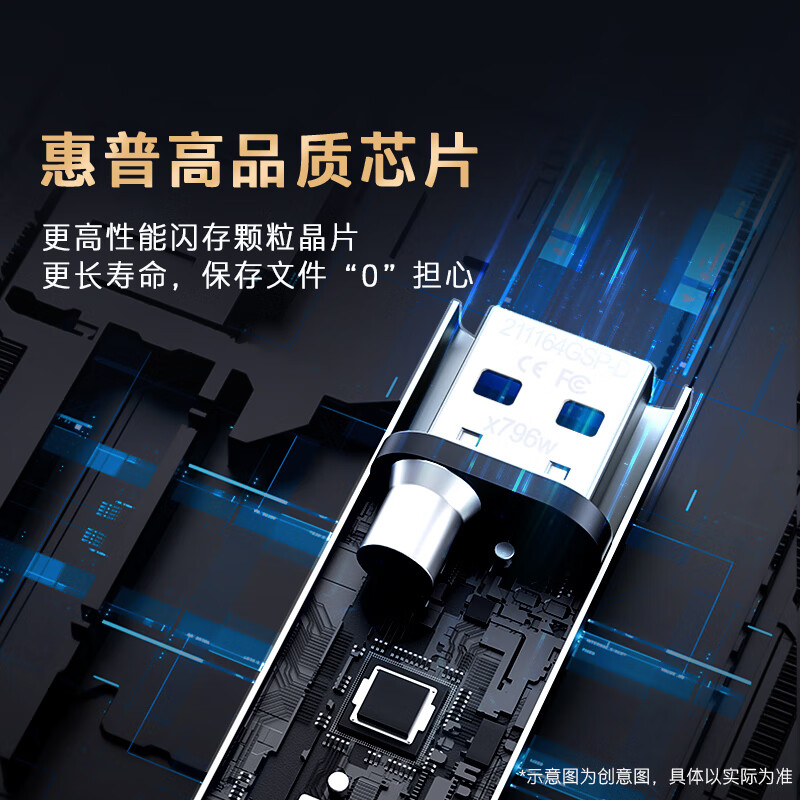 惠普 X796W USB3.2高速读写 多功能学习办公 电脑车载金属U盘 128GB按个销售 惠普 X796W USB3.2高速读写 多功能学习办公 电脑车载金属U盘 128GB按个销售