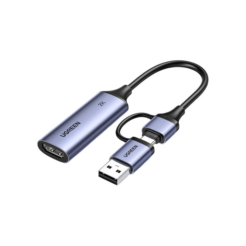 绿联 15389 HDMI视频采集卡4K输入 适用Switch/PS5笔记本电脑手机 USB3.0/Type-C双输出录制盒2K按根销售