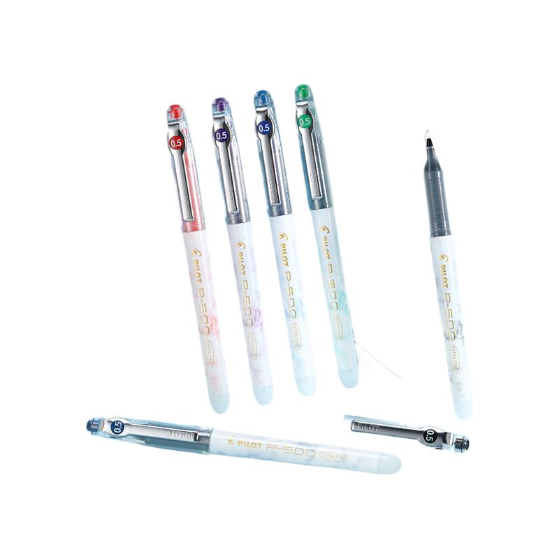 百乐 BL-P50 P500考试笔-金标中性走珠笔 6支装 0.5mm 云石黑按盒销售
