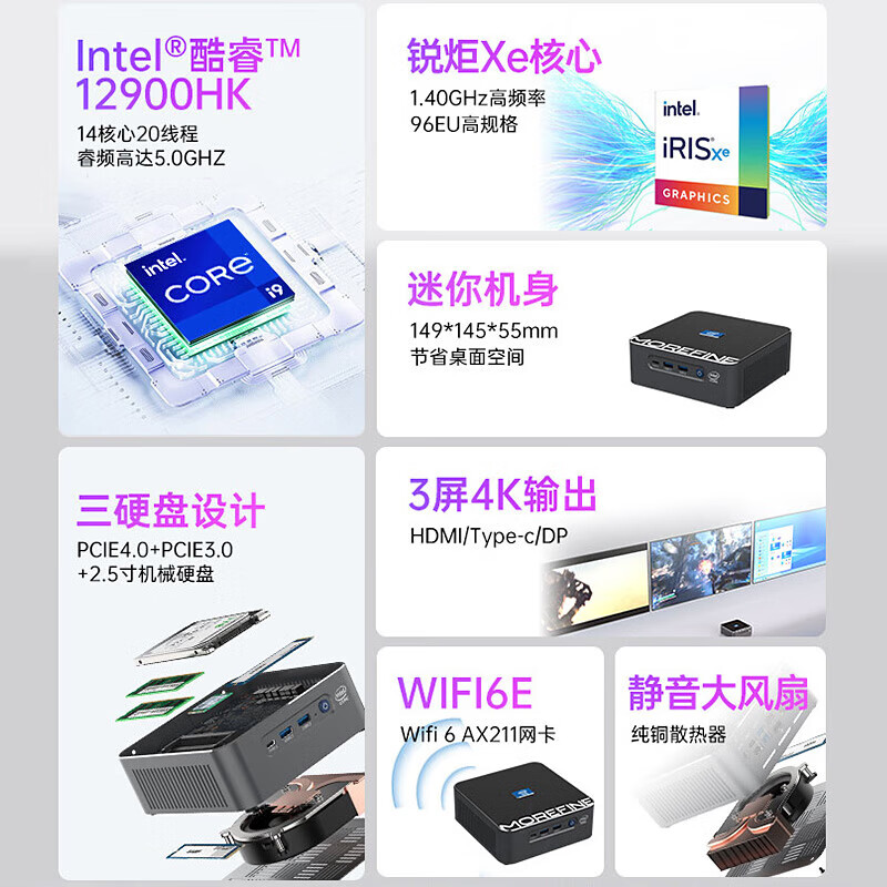 摩方 S600 主机13代酷睿i9-13900H 14核超强性能 旗舰14核 64G内存 + 2T 固态按个销售