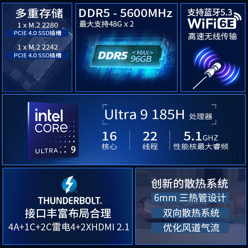 华硕 NUC14 Pro 迷你主机高性能台式机电脑 Ultra9 无内存硬盘 银按个销售