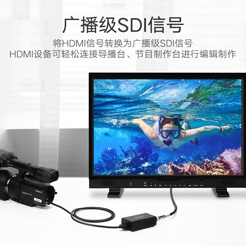 绿联 CM132 HDMI转SDI高清转换器 广播级1080P60Hz 黑色按个销售