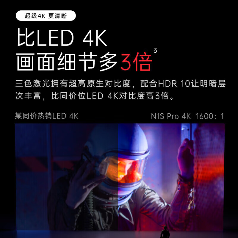 坚果 N1S Pro官方标配 4K三色激光 超高清云台 投影仪按个销售