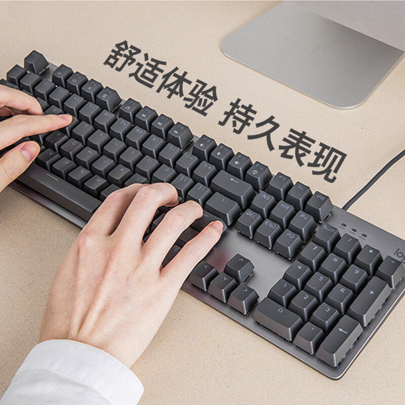 罗技 K845 有线键盘 104键 全尺寸 单光 TTC轴 红轴 黑色按个销售