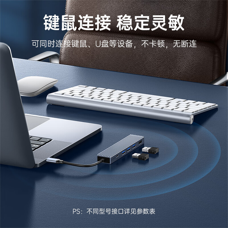 奥睿科 EHF-2U2CH Type-C扩展坞USB3.2Gen2分线器10Gbps高速拓展3.1集线器 5合1【HDMI60Hz+PD]C口传输按个销售