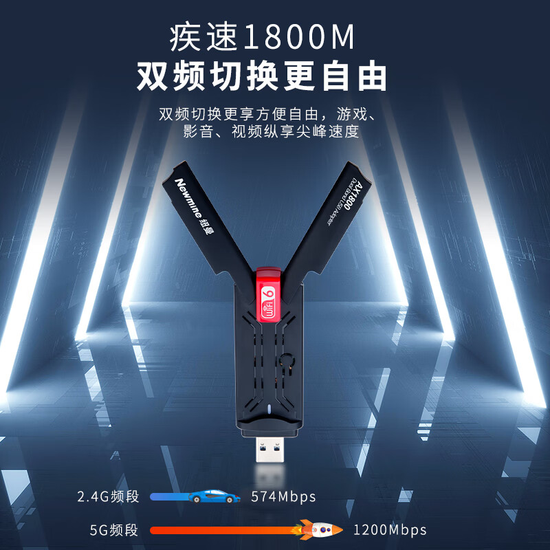 纽曼 AX1800 无线网卡 [WiFi6]1800M双频双天线网卡按个销售