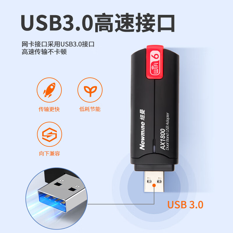 纽曼 AX1800 无线网卡 [WiFi6]1800M双频双天线网卡按个销售