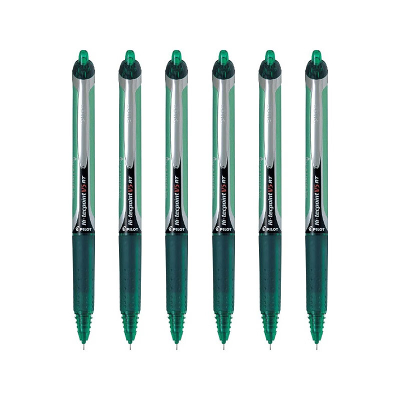 百乐 BXRT-V5 按动中性笔 0.5mm  6支装 绿色按盒销售