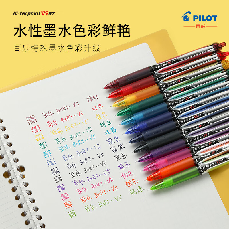 百乐 BXRT-V5 按动中性笔 0.5mm  6支装 绿色按盒销售