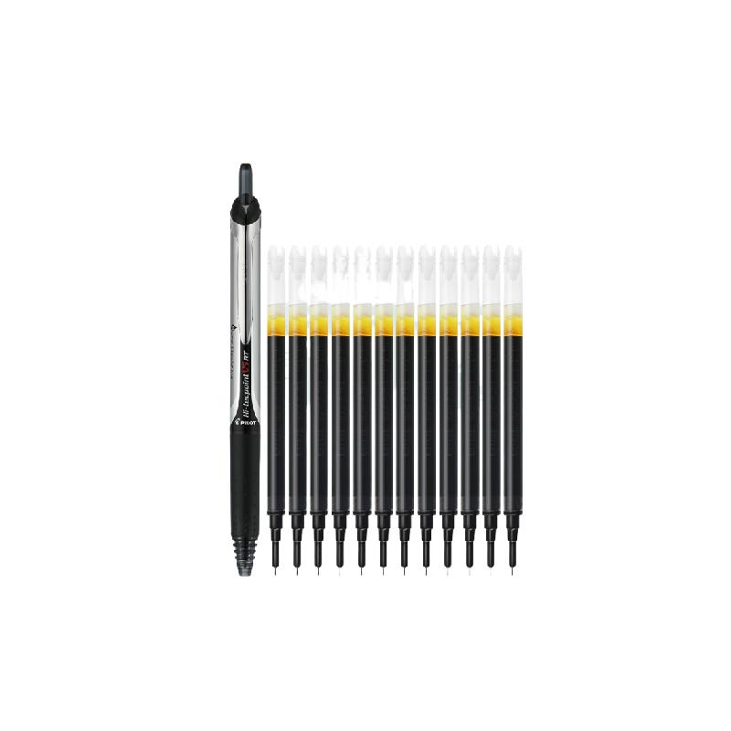 百乐 BXRT-V5 按动中性笔 0.5mm 1笔+10芯 黑色按盒销售