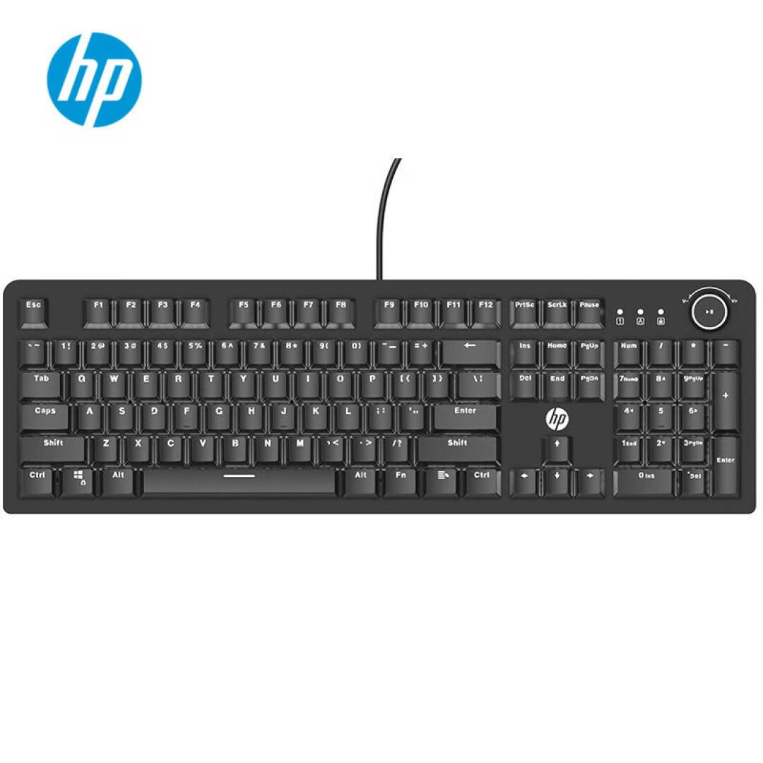 惠普 K10G 有线白光红轴全尺寸背光机械键盘 104键按个销售