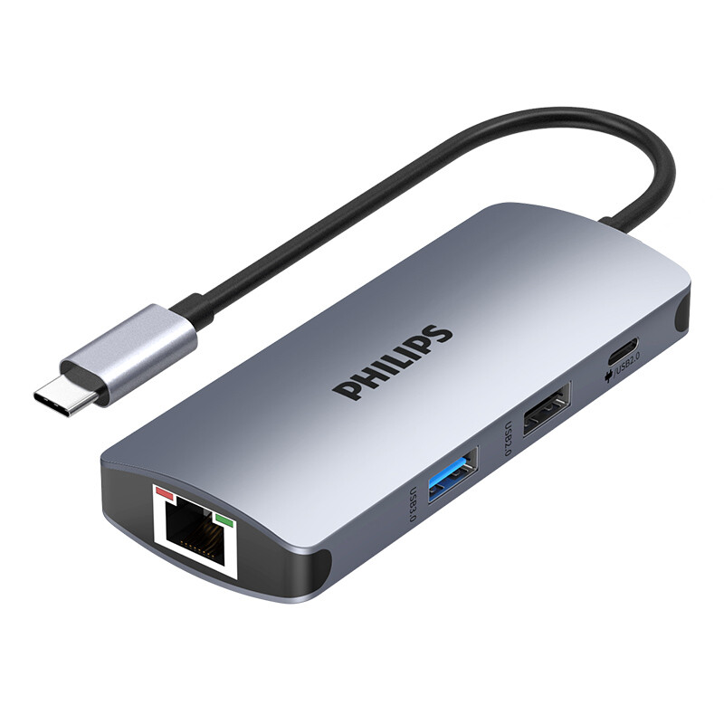 飞利浦 SWR1608N/93 usb-c转hdmi网口拓展坞4K60Hz Type-C7合1拓展坞HDMI/网口/PD按个销售