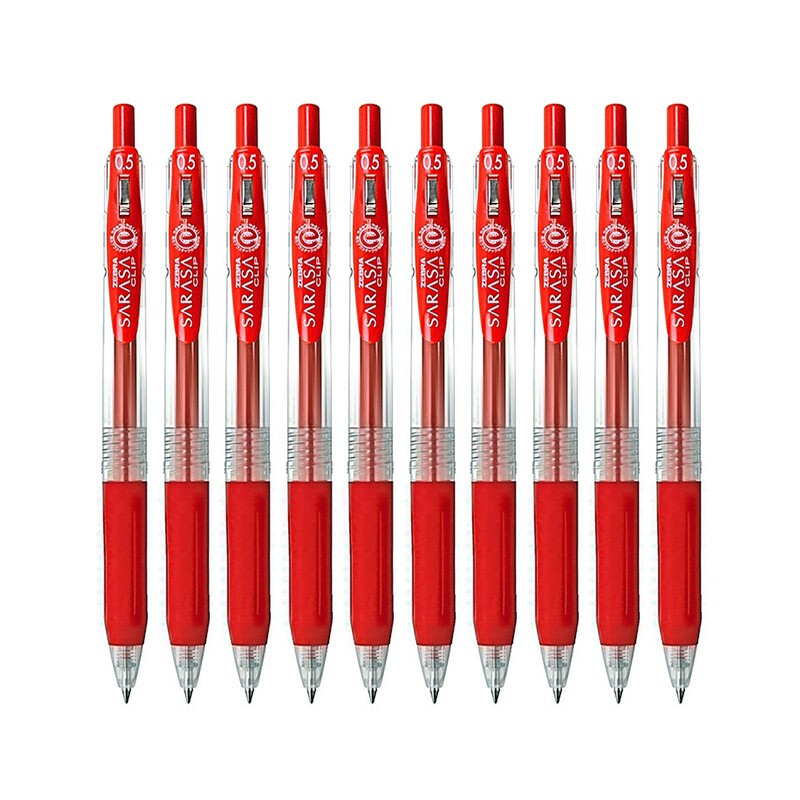 斑马 JJ15 子弹头按动中性笔 0.5mm 10支装 红色按盒销售