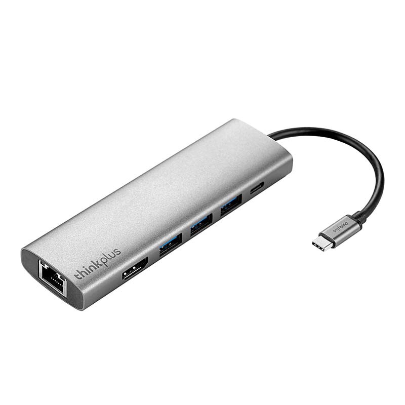 ThinkPad LC06-R Type-C扩展坞 USB分线器 RJ45千兆网口转接头 PD快充 6合1【千兆+HDMI+USB+PD]金属按个销售