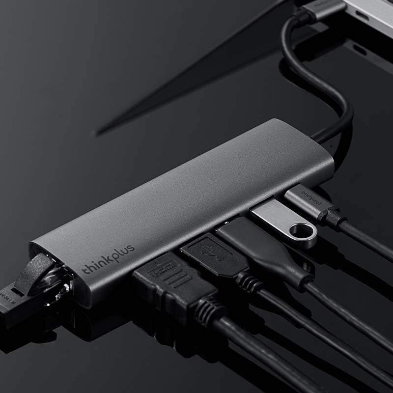 ThinkPad LC06-R Type-C扩展坞 USB分线器 RJ45千兆网口转接头 PD快充 6合1【千兆+HDMI+USB+PD]金属按个销售