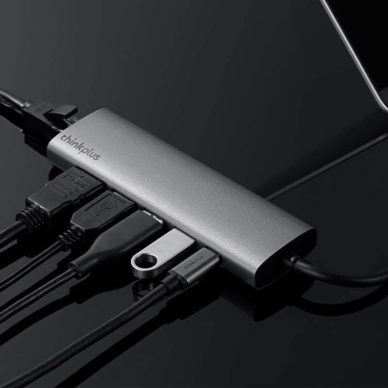 ThinkPad LC06-R Type-C扩展坞 USB分线器 RJ45千兆网口转接头 PD快充 6合1【千兆+HDMI+USB+PD]金属按个销售