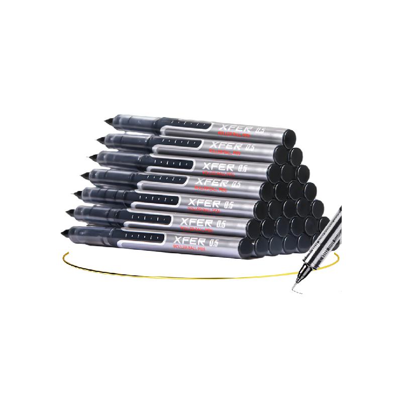 得力 33966 直液全针管中性笔 0.5mm 30支/盒 黑色按盒销售