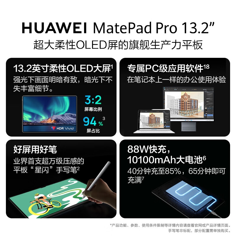 华为 MatePad Pro 13.2英寸 2023款 平板电脑 PCE-W40(16G+1TB) 曜金黑按台销售