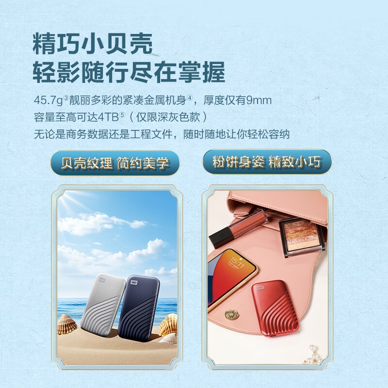 西部数据 WDBAGF0020BGY-CESN NVMe 移动固态硬盘（PSSD）My Passport随行SSD type-c接口 1050MB/s 2TB  深空灰按个销售