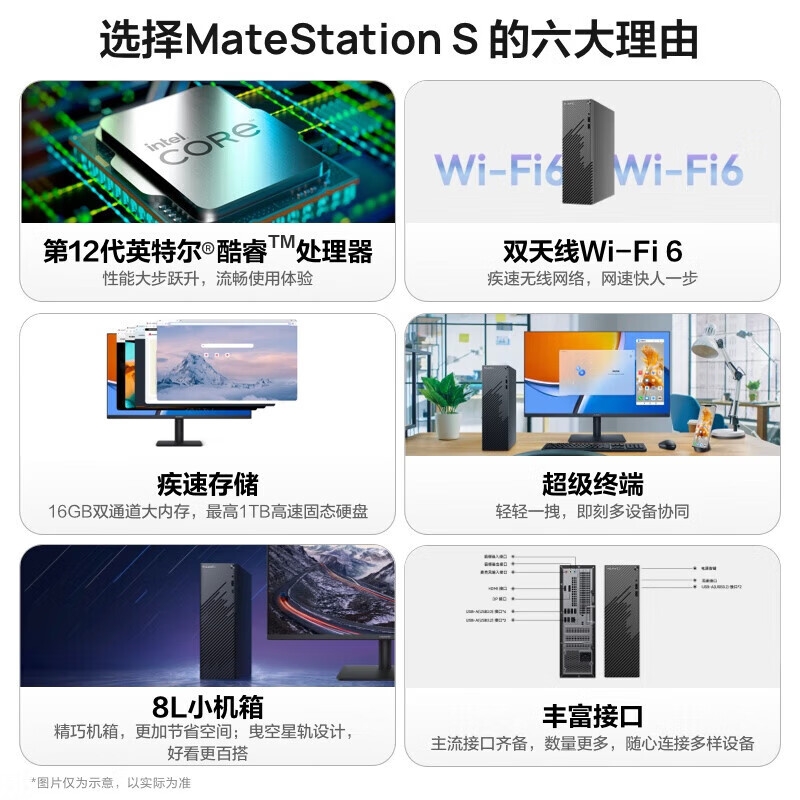 华为 MateStation S 办公台式机设计企业商用主机 i5-12400/32G/1TB固态/RX550-4G 定制按台销售