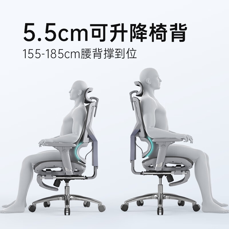 西昊 M90 人体工学椅办公电脑椅 灰【升降椅背+钢制脚】按把销售