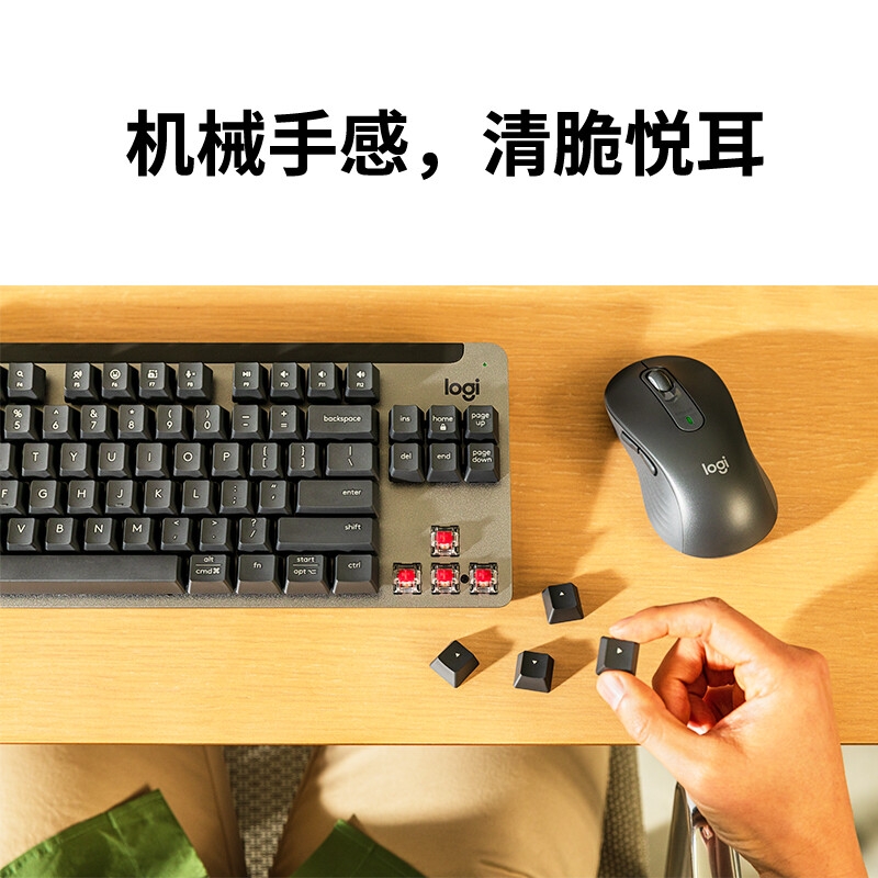 罗技 K855 无线蓝牙机械键盘 优选系列 84键 白色 TTC红轴 带Logit Bolt接收器按个销售