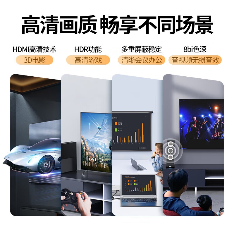 宏碁 HDMI线2.0版 3D视频线工程级笔记本电脑显示器数据连接线 4K超高清线10米按根销售