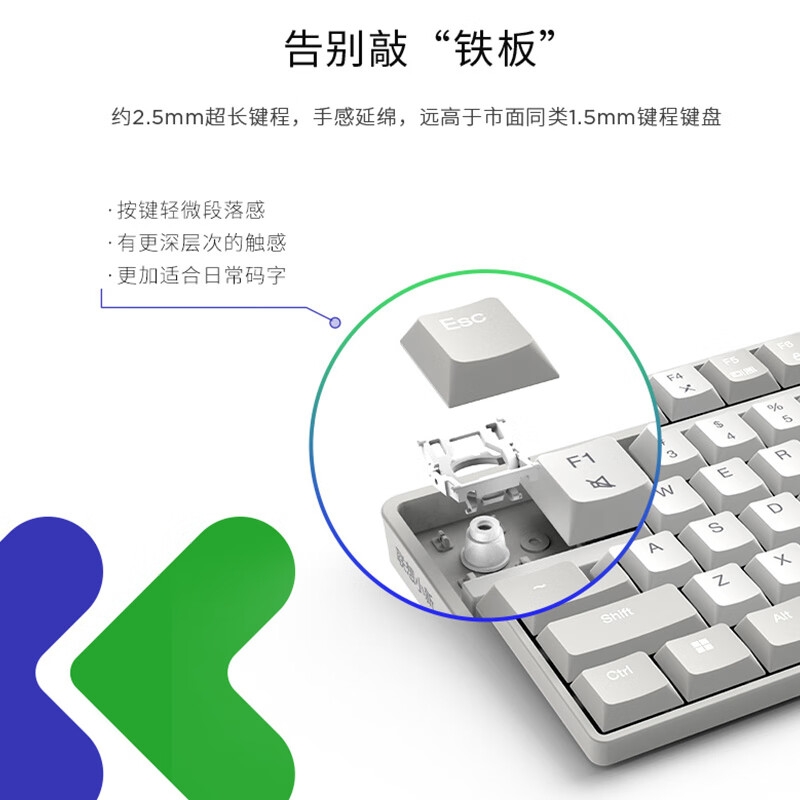 联想 小新K1S 轻音无线键鼠套装 双色键帽多快捷键 68键 暮霭灰按套销售