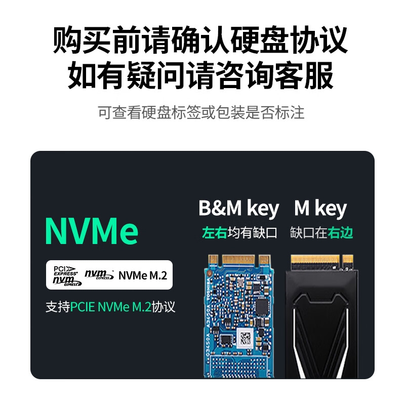 绿联 货号10902 Type-C3.2移动固态硬盘盒 铝合金散热 M.2 NVMe 10Gbps按个销售