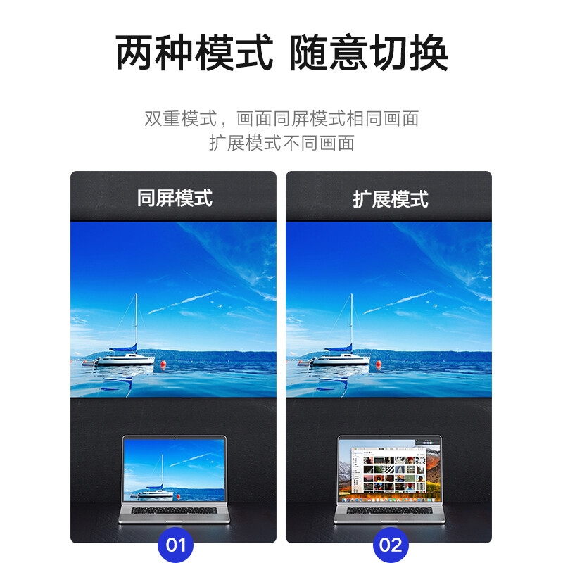 毕亚兹 ZH22 DP转HDMI/VGA二合一转换器 4K高清转接头线按根销售