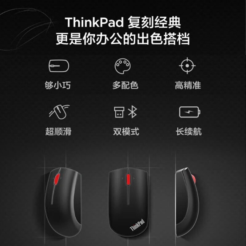 ThinkPad 无线双模鼠标 经典小红点 陨石银按个销售