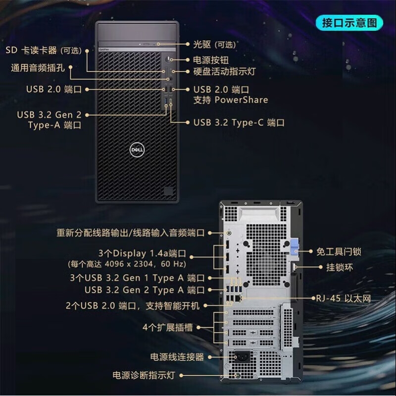 戴尔 OptiPlex 7020 PLUS 高端高性能商用办公台式电脑主机定制 I9-14900/64G/2TB+1TSSD/6G独显按台销售