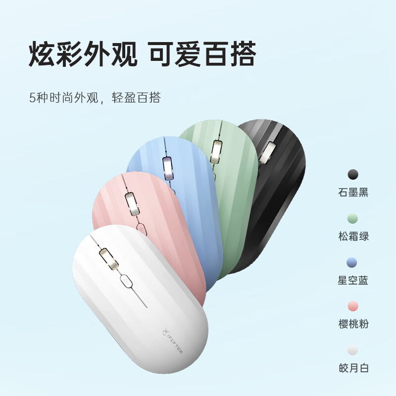 科大讯飞 M110 无线蓝牙办公鼠标 无线外设 轻薄便携 轻音按键 智能语音输入打字翻译 石墨黑按个销售