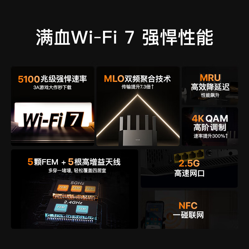 腾达 BE6L Pro 云霄BE5100超强2.5G网口无线千兆穿墙王信号增强立式Mesh双频路由器 满血WIFI7/5颗FEM按台销售