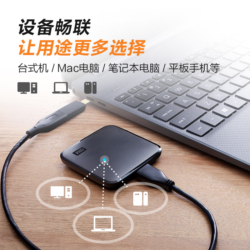 西部数据 WDBAYN0020BBK-CESN 移动固态硬盘（PSSD）Elements SE新元素 SSD type-c接口 手机笔记本电脑两用 2TB按个销售