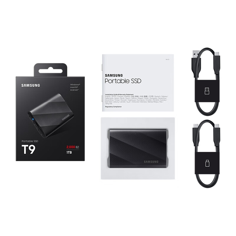 三星 T9 移动固态硬盘 2TB （PSSD）Type-c USB 3.2 星空黑按台销售