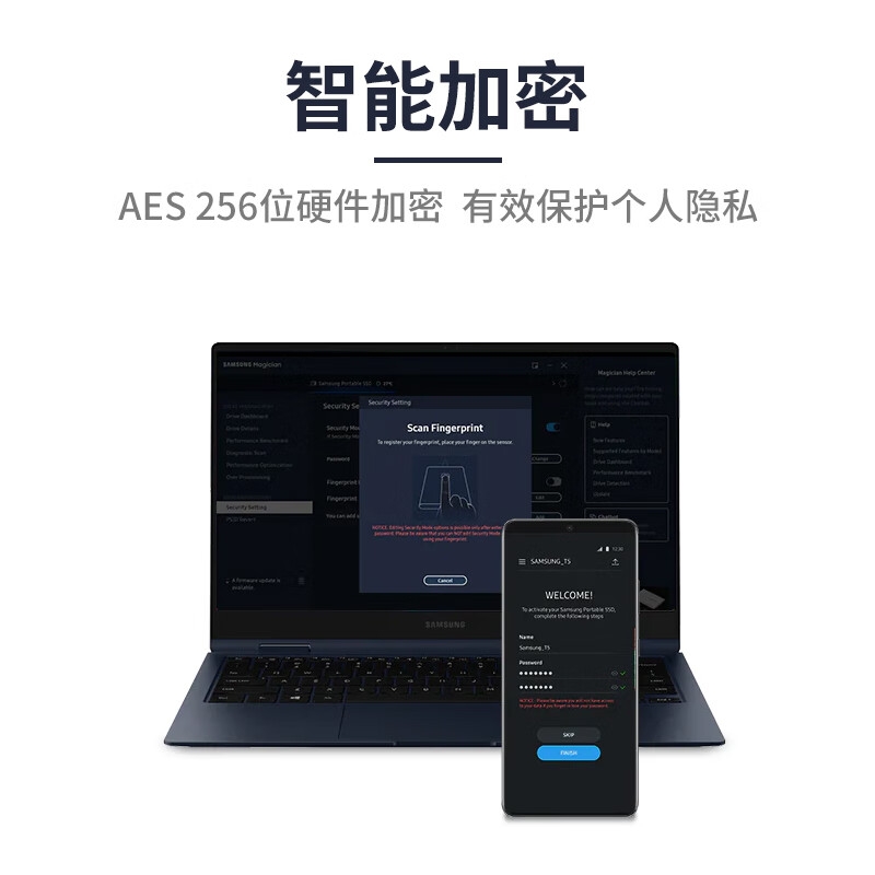 三星 T7 移动固态硬盘 1TB（PSSD）Type-c USB 3.2 蓝色按台销售