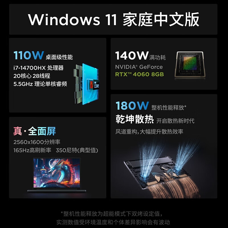 联想 拯救者Y7000P 16英寸笔记本电脑 i7-14700HX 16G 1T RTX4060按台销售