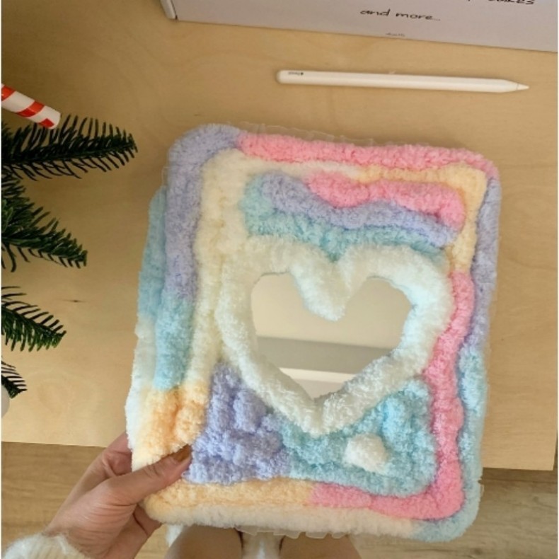 极川 iPad保护壳 彩虹糖毛绒爱心镜面防摔平板套 适用iPad Pro 2024版(13英寸)按个销售