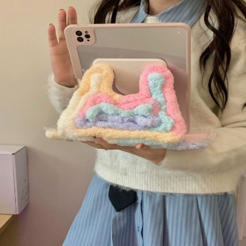 极川 iPad保护壳 彩虹糖毛绒爱心镜面防摔平板套 适用iPad Pro 2024版(13英寸)按个销售