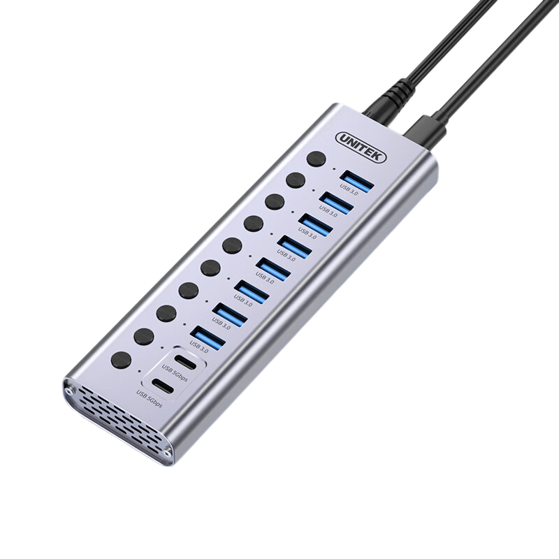 优越者 H1315B USB3.0分线器高速10口扩展坞HUB集线器USB/Type-C口带电源 8A+2C USB3.0【12V4A电源】1米按根销售