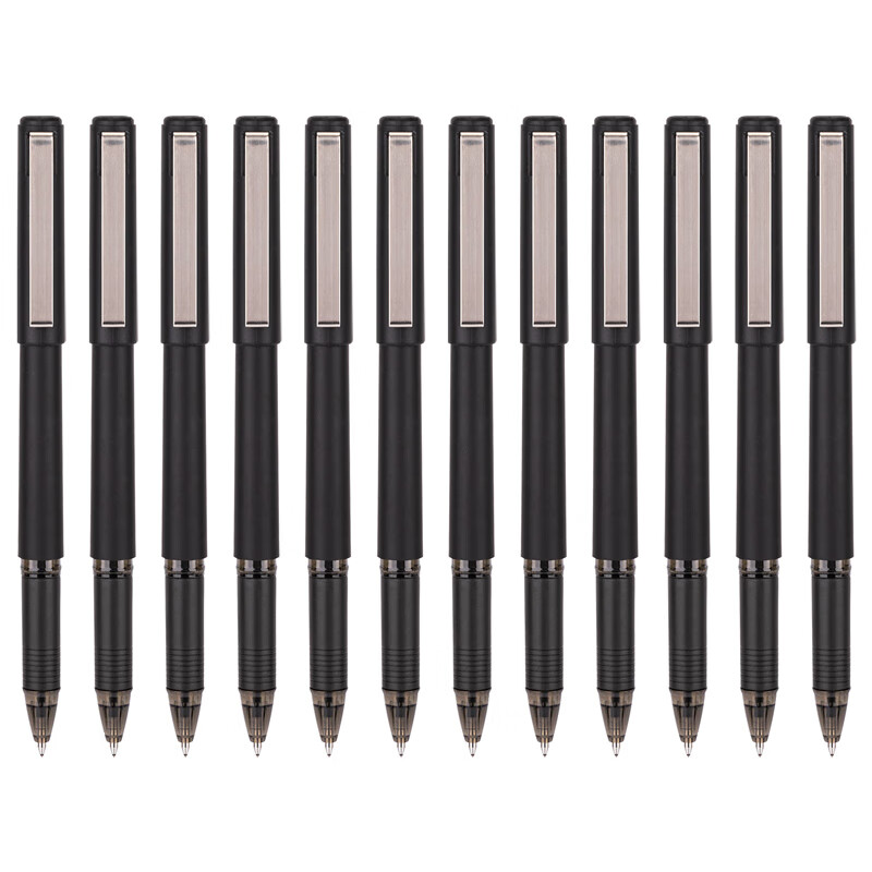 得力 S35 拔帽中性笔磨砂笔杆水笔子弹头 0.7mm 12支/盒 黑色按盒销售