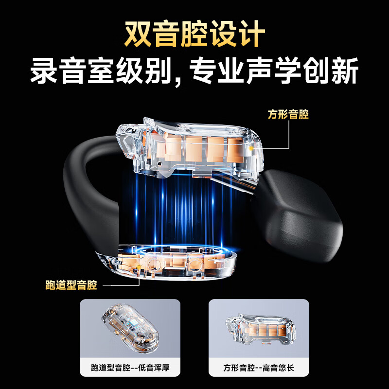 飞利浦 TAT5739 蓝牙耳机骨传导概念真无线挂耳式开放式不入耳夹式运动跑步长续航高端降噪 旋转双音腔-深蓝按副销售