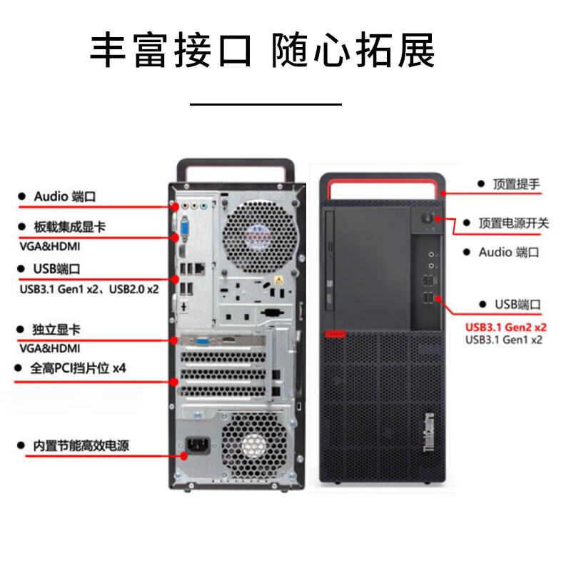 联想 开天M630Z 办公台式机电脑小主机 双系统 支持WIN7 单主机2G独显+23.8英寸显示器+键盘 兆芯KX-U6780A 16G 512G按套销售
