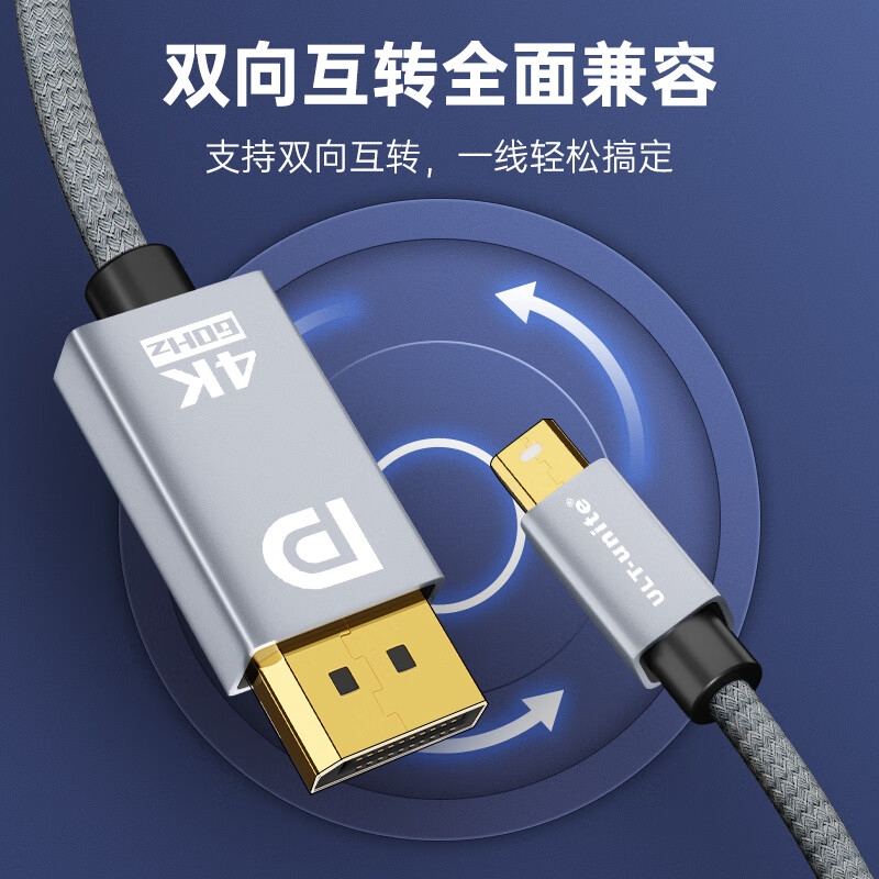 ULT-unite MINI DP转DP1.2 高清转接线4K双向小转大转换器雷电口240Hz连接线 [4K60Hz]1.5米按根销售